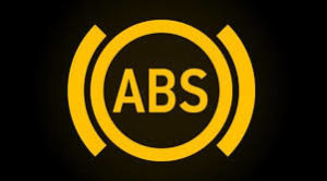 ABS warning light symbol that will appear on the car dashboard